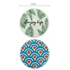 Silicone Coaster Leaves Blue Ocean Prints Round Coaster Rubber Cup Pad Mats Silicone Placemats Tabletop Bescherming Eenvoudig schoon te maken