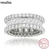 Vecalon Sunset Boulevard Eternity Promise Ring 925 Sterling Silver Diamond Party Fead Anelli per gioielli da donna