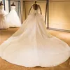 Luxury High Neck Lace Ball Gown Wedding Dresses Long Sleeves Beaded Appliqued Ruffles Royal Train Wedding Bridal Gowns Real Image CPH020
