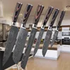 6pcs damascus pattern knife damask kitk knives chef chef wooden handle 7813584