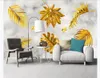 3d aangepaste grote foto muurschildering behang gouden minimalistische hand getrokken tropische plant marmer achtergrond muur decoratieve schilderen