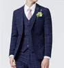 Costumes de mariage à carreaux de mode pour hommes 2019 revers cranté un bouton hommes costumes 3 pièces (veste + pantalon + gilet) smokings d'affaires sur mesure