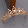 Szampański Złoty Kolor Kryształ Rhinestone Crown and Tiara Ślubne Wedding Akcesoria do włosów Headpiece Księżniczka Dziewczyna Urodziny Korona