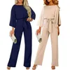 Damen-Jumpsuit mit hoher Taille und Schnürung, für Abend, Party, Ball, weites Bein / BY