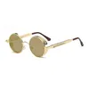 Wholesale-Hot Selling Round Metal Steampunk Sunglasses Men Women Fashion Glasses Brand Unisex Retro Vintage Round Sunglasses Wholesale