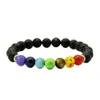 Bracciale Yoga in pietra lavica naturale 7 Chakra Bracciali di roccia vulcanica nera Braccialetto di perline di equilibrio curativo Braccialetto di perline di preghiera Reiki Buddha