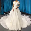 White Berta Wedding Dresses Detachable Train Off Shoulder Satin Tulle Open Back Beach Wedding Dress Boho Bridal Gowns Plus Size Long