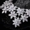 Fashion- Women Luxury Big Flowers Chain Pendant Femel Necklace with High Grade Cubic Zircon Bridal Wedding Jewelry Sets