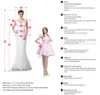 2020 New Arabic Side Split Cocktail Dreess 레이스 아플리케이드 구슬 Sheer Jewel Neck Knee Length Prom Dresses215r
