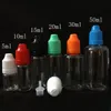 100PCS Tom E-flytande flaska 3ml 5ml 15ml 20 ml 30ml 50ml PET plastdroppflaska med barnsäker keps nagelgel