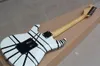 Factory Custom White Electric Guitar With Black Strips,Dots Fret Inlay,Maple Fretboard,Can be customized