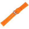 16/18/20/22/24/26/28mm Noir/Orange/Blanc Bracelet de montre en caoutchouc Bande de silicone étanche Extrémités droites Bracelet de remplacement pour plongeur Barres à ressort