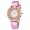 New shiny diamond roma women ladies rose gold dress leather watches wholesale 2020 leisure female quartz wrist gift watches