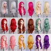 Multicolor 28 inch Synthetisch Haar Pruiken Lang Golvend Cosplay Red Green Puprle Pink Black Blue Sliver Grey Blonde Brown