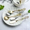 Retro Hollow Out Smooth Surface Tableware Stainless Steel Coffee Spoon Fruit Fork Butter Knife Dessert Ice Cream Scoop Dinnerware BH0500 TQQ