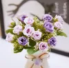 Artificial 15 little roses bouquet silk flowers wedding decorations flower height about 28cm Home decoration artificial flowers