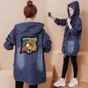 women winter warm coat new korean version loose medium long large womens hooded doll denim coat windbreaker large size loose coat