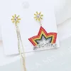 Fashion-Rainbow Star Earrings Dangle Chandelier Women Designer Wedding Jewelry Colorful Crystal Tassel Earings Lady Fashion Ear Studs