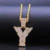 Wholesale-letters 26 Letters Hip Hop Pendant Chain Gold Silver Bling Zirconia Men Hip Hop A-Z Pendant Jewelry