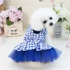 Pet robe de princesse Plaid arc de chien T-shirt d'été Hauts Teddy vêtements pour animaux Dog Chiens Vêtements drop ship