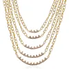 Collana di dichiarazione del maglione girocollo con catena multistrato di metallo dorato geometrico esagerato di designer di lusso all'ingrosso per donna