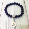 MG0566 Moda Doğal Lapis Lazuli Çift Bilezik Lotus Buda Charm Gem Taş Bilezik En Iyi Düğün Doğum Günü Hediyesi Takı