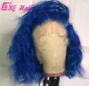 Sexy Cosplay Blue Color Short Bob Synthetic Wigs with baby hair Loose wave Lace Front Wigs for African Black Women party