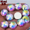 Micui 100pcs Round Crystals Chamfering AB Color Acrylic Rhinestones Crystal Stones Flat Back For Clothing Craft Decoration NO hole197G