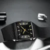 NIBOSI hommes montre Rectangle noir or acier inoxydable étanche luxe montre à Quartz étanche analogique Relogio Masculino