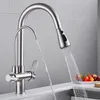 Messing Keukenkraan Trek Mixer Swivel Drinkwater 3 Way Water Filter Purifier Keuken Kranen Voor Gootstenen Kranen