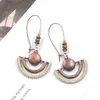 Heißer Bohemian Fashion Schmuck frauen Handgemachte Ohrringe Perlen Kreisförmigen Sektor Anhänger Baumeln Ohrringe S397