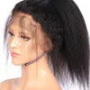 Perruque Lace Front Wig brésilienne naturelle, cheveux crépus lisses HD, 360 lacets, densité 180/250, Yaki italien