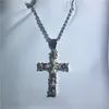 Charm cross hänge med halsband 925 sterling silver bijoux 5a zircon cz engagemang bröllop hängen för kvinnor smycken