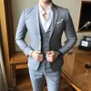 Solid Color slim fit male 3 piece suits wedding dress men Business Casual blazer Wedding Prom Dinner Suits Groomsman Wear