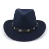 Moda Aba Larga Fedora Cowboy Chapéu de Feltro de Lã Ocidental Cap Barato Cavaleiro Estilo Britânico Jazz Formal Chapéus Sombrero para Mulheres Dos Homens