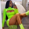 InstaHot Aushöhlen Frauen Zwei Stück Set Langarm Splice Reflektierende Flash Crop Top und Rock Trainingsanzug Herbst Streewear Neue