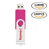 J-boxing Pink Rotating USB Flash Drives 100 Lots 128MB Swivel USB2.0 Metal Thumb Pen Drives Memory Sticks Storage for Computer Laptop Tablet