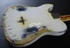 Masterbuilt Heavy Relic White Over Black Electric Guitar Maple Neck Fretboard Tremolo Bridge Vintage Tuners3964178