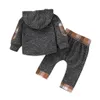 New Bambini Vestiti per bambini a maniche lunghe con cappuccio a quadri con cappuccio infantile bambino bambino baby boys ragazze plaid con cappuccio pullover top pants outfits set