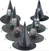 Halloween Skull Ghost Bats Spider Witch Hat Wizard Party Cosplay Kostymer Keps För Kvinnor Barn Barn Oxford Tyg Pekade hattar