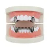 Partihandel Glossy Copper Dental Grillz Punk Vampire Canine Teeth Jewelry Set Hip Hop Women Men Gold Plated Grills Accessories