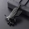 LKJ10077 Black Eagle Memorial Urn ketting Roestvrij staal materiaal Pet Cremation Sieraden Funeral Urns Ashes Locket720834444