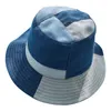 Hink hatt kvinnor sommarhattar och kepsar lapptäckt tvättade denim hink hatt hip hop solid bred brim bomull strand fiske cap panama9191664