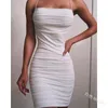 Het Sell Folds Thin Womens Dress Designer Fashion Solid Color High midje Casual Dresses Midja ner Sling ￤rml￶s kvinnlig kjolkl￤der