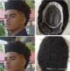 Men Hair System Wig Men Hairpieces Afro Hair Toupee Lace Front Mono NPU Toupee Jet Black European Virgin Human Hair Replacement for Men