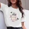 Perfume bottle, flower-print, short-sleeved, round-neck T-shirt for women in 2020