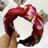 Fashion Headband Wide Brimmed Middle Knot Hairs Bands For Women Flower Printing Hairpin 5 Colors