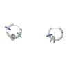 Small hoop with colorful cz circle floating beads unique fashion women girl mix cz color Huggie small hoop earring