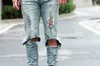 QNPQYX Nuovi jeans da uomo streetwear Pantaloni strappati alla moda Biker Skinny Slim Pantaloni in denim sfilacciati dritti Moda Jeans hip hop male285z