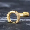 Hip Hop Full CZ Stone Paved Bling Ice Out Huggie Earring for Men Women Round Stud Earrings Fashion Jewelry Gold Silver black9408252